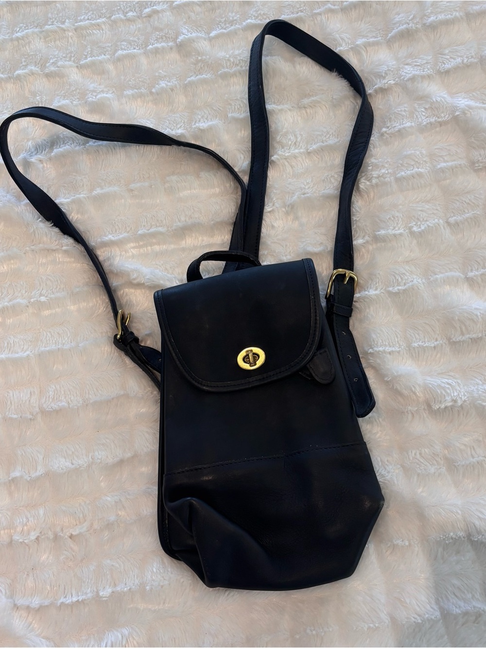 Vintage Coach Black Leather Daypack (#9960)